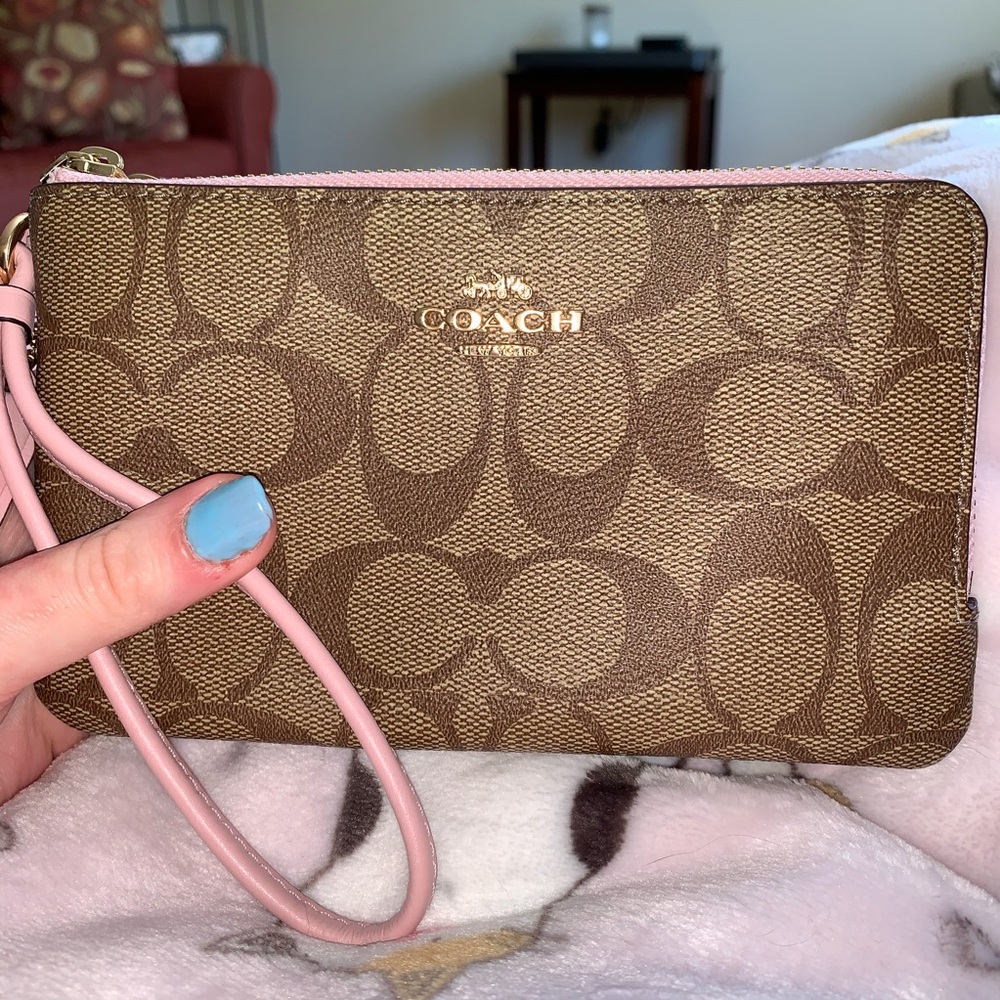 Coach Brown and Pink Wristlet